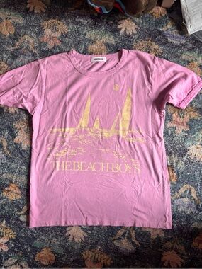 Daydreamer Pink Tee with Gold Sailboat Graphic